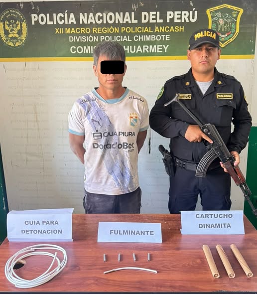 Detienen a sujeto con material explosivo tras operativo impacto 2026 en Huarmey.