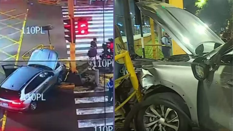 Camioneta se empotra contra caseta policial en la Javier Prado.