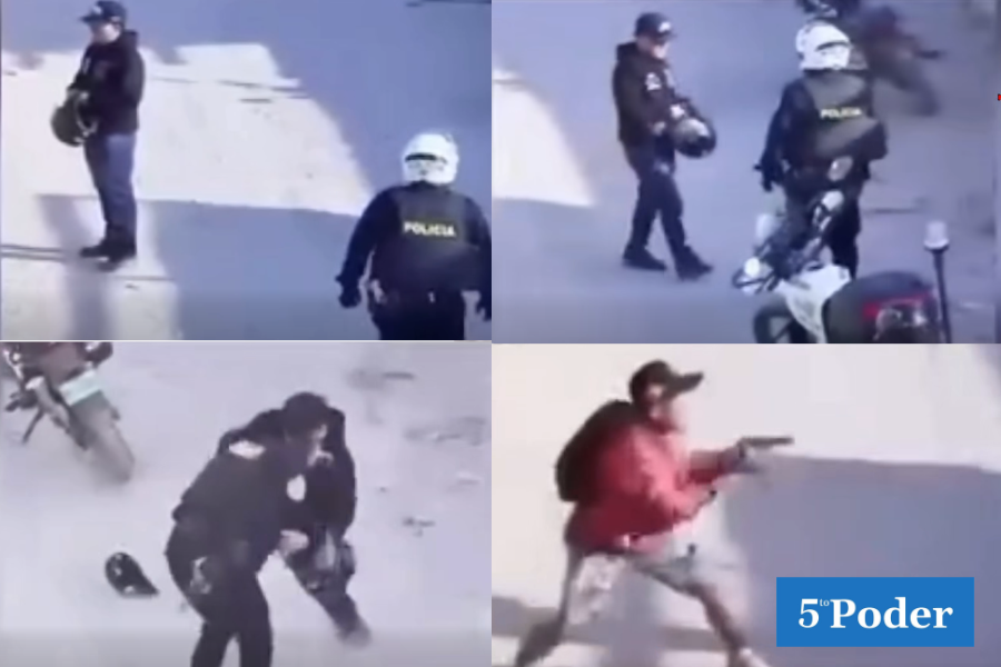 Delincuentes asaltan a policías motorizados y les roban sus armas.
